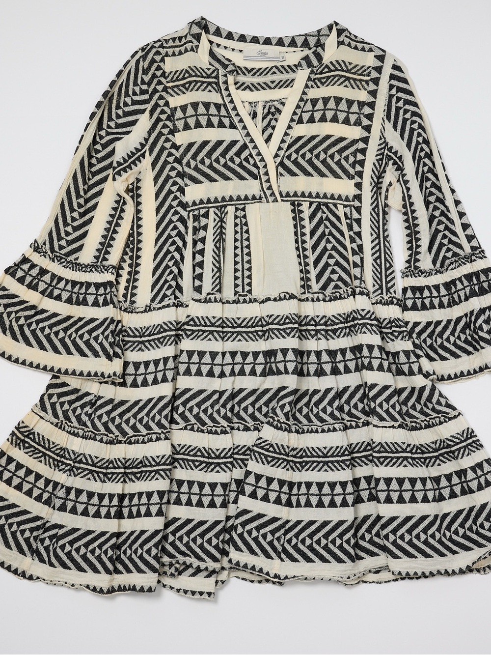 Anthropologie - Devotion TWINS Black & Cream Aztec Tiered Dress